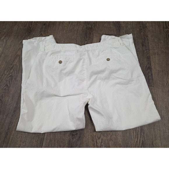 GAP Girlfriend Khaki White Cropped Flat Front Straight Leg Pants Size 8/29 - Picture 4 of 4